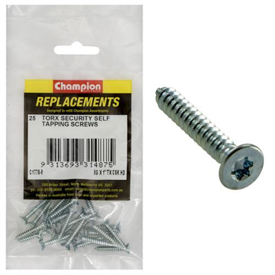 Champion 8G x 1in S/Tapping Screw -Csk -Tx -25pk