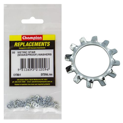 Champion 4mm External Star Washer -50pk