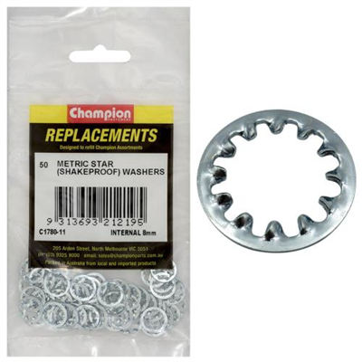 Champion 8mm internal Star Washer -50pk