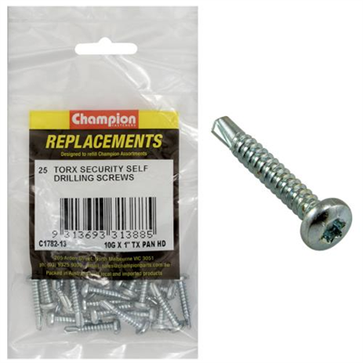 Champion 10G x 1in S/Drilling Screw -Pan -Tx -25pk