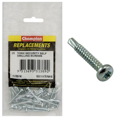 Champion 10G x 1-1/4in S/Drilling Screw -Pan -Tx -25pk