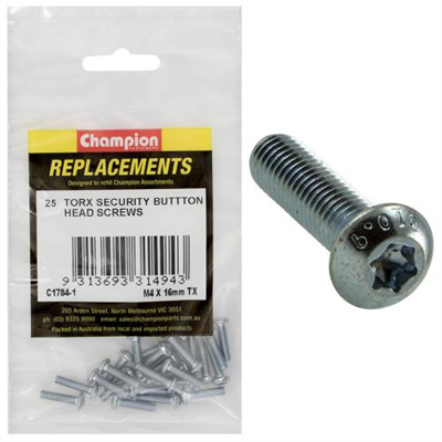 Champion M4 x 16mm Button Head Screw -Tx -25pk