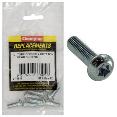 Champion M8 x 20mm Button Head Screw -Tx -10pk