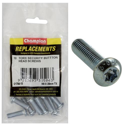 Champion M8 x 25mm Button Head Screw -Tx -10pk