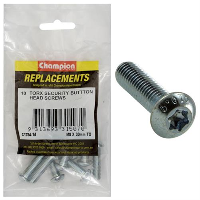 Champion M8 x 30mm Button Head Screw -Tx -10pk