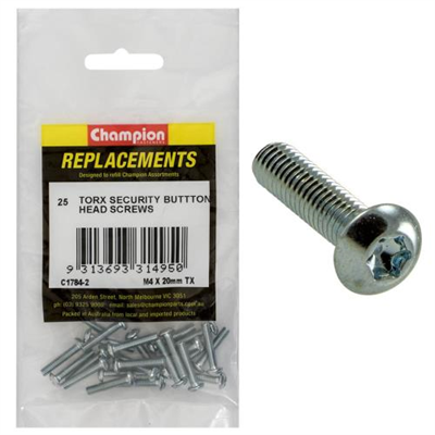 Champion M4 x 20mm Button Head Screw -Tx -25pk