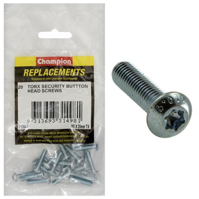 Champion M5 x 20mm Button Head Screw -Tx -20pk
