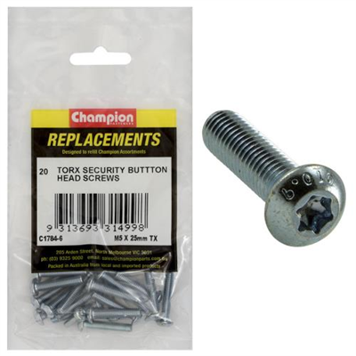 Champion M5 x 25mm Button Head Screw -Tx -20pk
