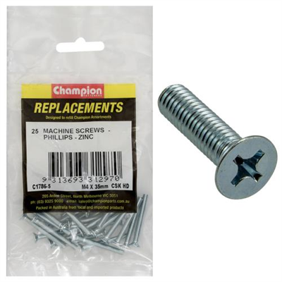 Champion M4 x 35mm Machine Screw -Csk -Ph -25pk