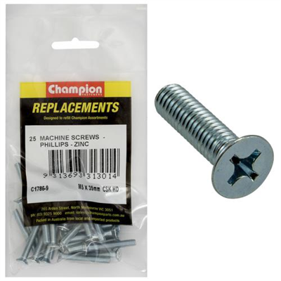 Champion M5 x 35mm Machine Screw -Csk -Ph -25pk