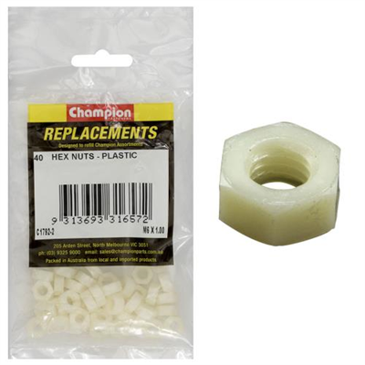 Champion M6 x 1.00 Hex Nut -Nylon -40pk