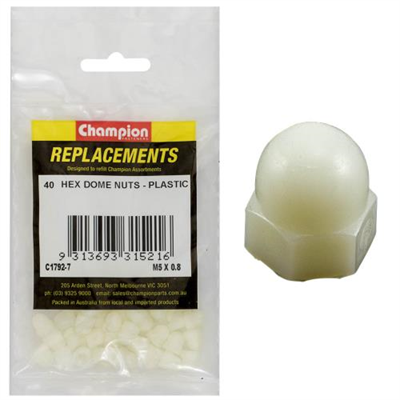 Champion M5 x 0.8 Hex Dome Nut -Nylon -40pk