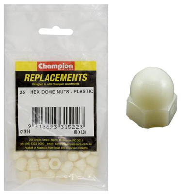 Champion M6 x 1.00 Hex Dome Nut -Nylon -25pk