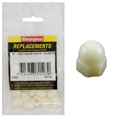Champion M8 x 1.25 Hex Dome Nut -Nylon -15pk