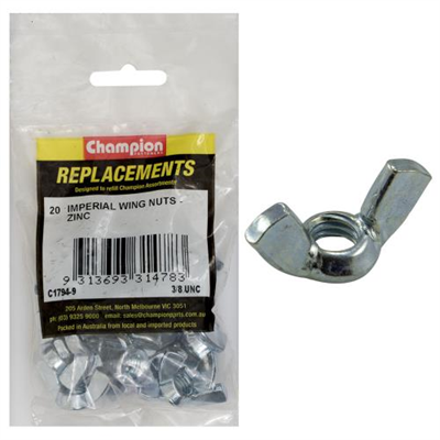 Champion 3/8in UNC Wing Nut -20pk