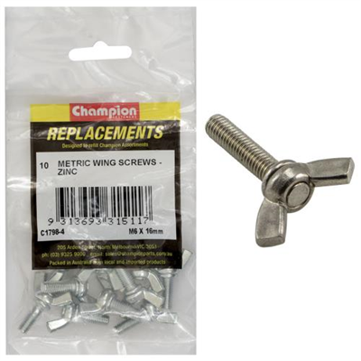 Champion M6 x 16mm Wing Screw -10pk