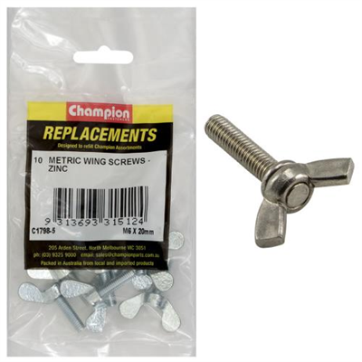 Champion M6 x 20mm Wing Screw -10pk