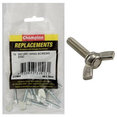 Champion M6 x 25mm Wing Screw -10pk
