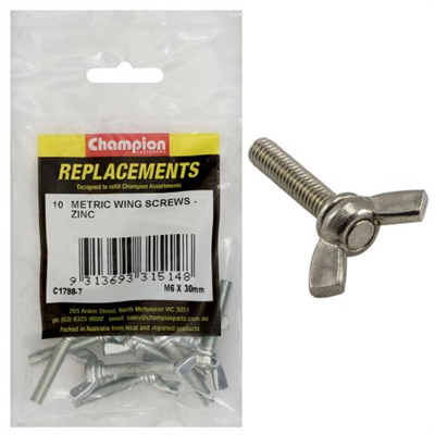 Champion M6 x 30mm Wing Screw -10pk