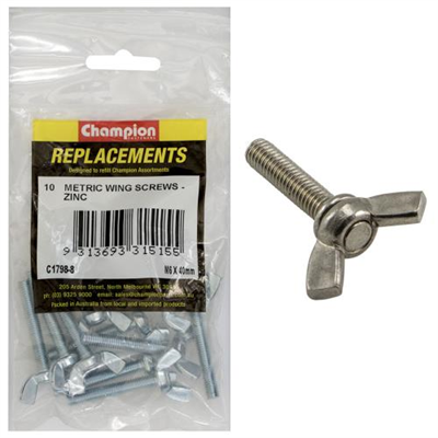 Champion M6 x 40mm Wing Screw -10pk
