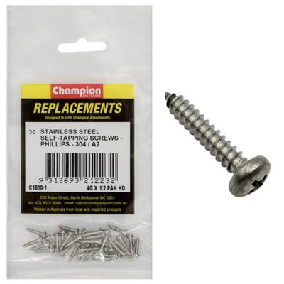 Champion Self Tapping Screw 10G x 1in - 50pk
