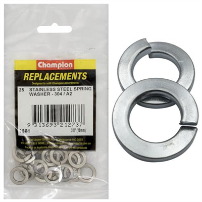 Champion 3/8in (M10) Stainless Spring Washer 304/A2 -25pk