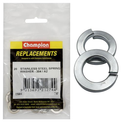 Champion 7/16in Stainless Spring Washer 304/A2 -20pk