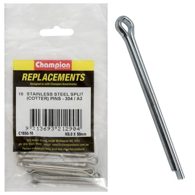 Champion 5.0 x 50mm Stainless Split (Cotter) Pin 304/A2-10pk