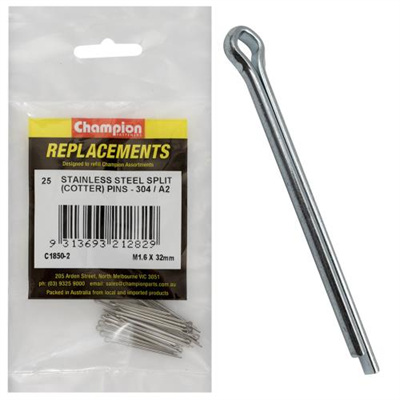 Champion 1.6 x 32mm Stainless Split (Cotter) Pin 304/A2-25pk