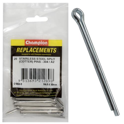 Champion 4.0 x 50mm Stainless Split (Cotter) Pin 304/A2-20pk