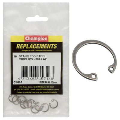 Champion 12mm Stainless internal Circlip 304/A2 -10pk