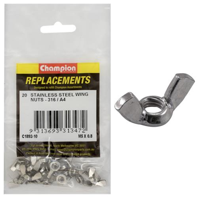 Champion M5 x 0.8 Wing Nut -316/A4 -20pk