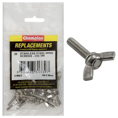 Champion M4 x 20mm Wing Screw -316/A4 -20pk