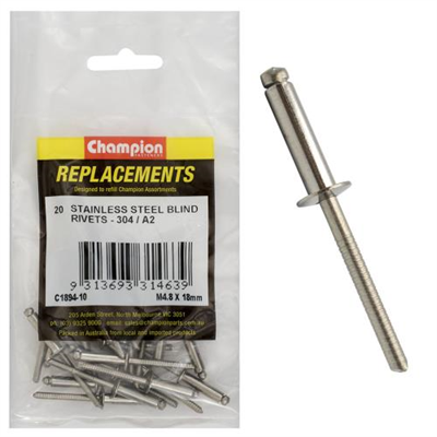 Champion 4.8 x 18mm Blind Rivet -304/A2 -20pk