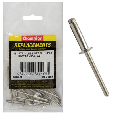 Champion 5.0mm x 24mm Blind Rivet -304/A2 -15pk