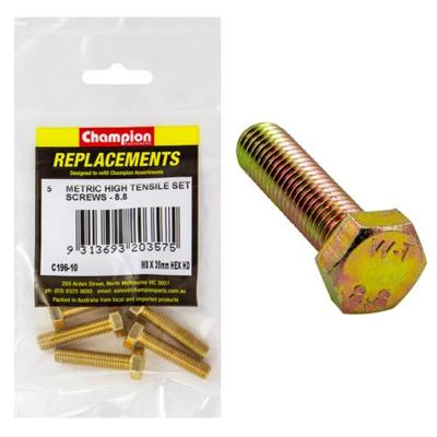 Champion M8 x 35mm x 1.25 Set Screw -Gr.8.8 -5pk