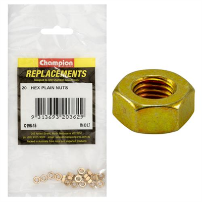 Champion M4 x 0.7 Hexagon Nut -20pk