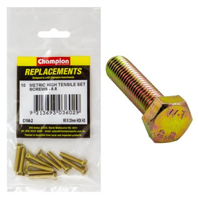 Champion M5 x 25mm x 0.8 Set Screw -Gr.8.8 -10pk