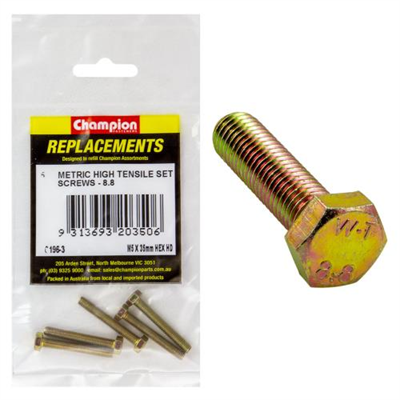 Champion M5 x 35mm x 0.8 Set Screw -Gr.8.8 -5pk