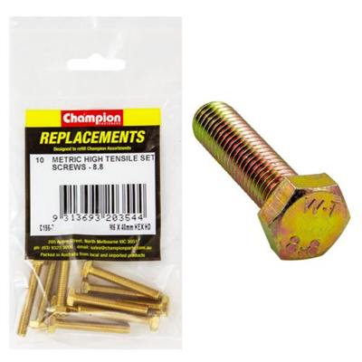 Champion M6 x 40mm x 1.00 Set Screw -Gr.8.8 -10pk