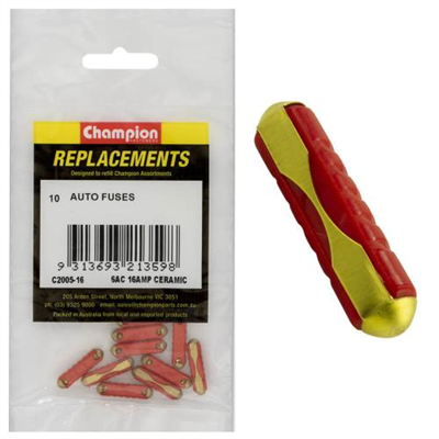 Champion 6Ac 16Amp Ceramic (Euro) Fuse -10pk