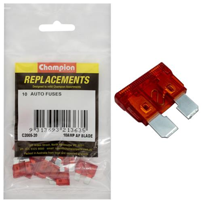 Champion AF 10Amp Standard Blade Fuse (Red) -10pk