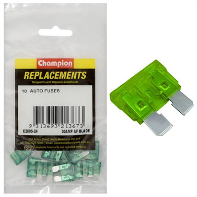 Champion AF 30Amp Standard Blade Fuse (Green) -10pk