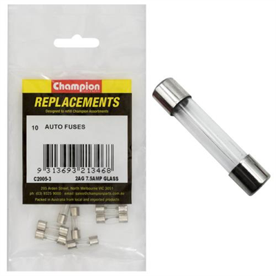 Champion 2Ag 7.5Amp Glass Fuse -10pk