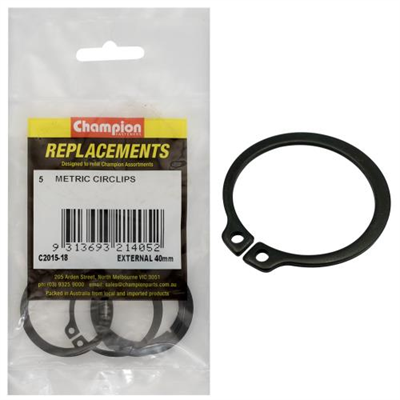 Champion 40mm External Circlip -5pk