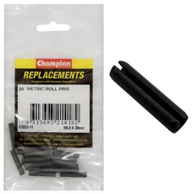 Champion 5.0 x 25mm Metric Roll Pin -20pk
