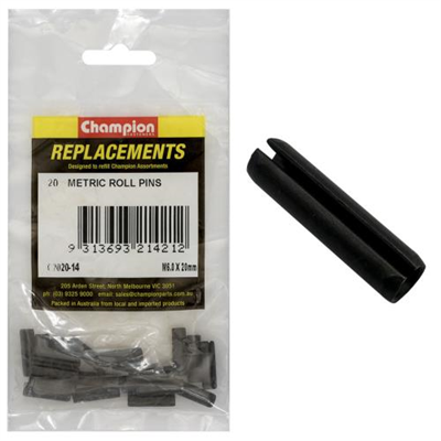 Champion 6.0 x 20mm Metric Roll Pin -20pk