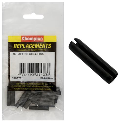 Champion 6.0 x 30mm Metric Roll Pin -20pk