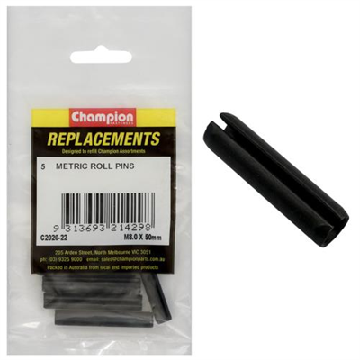 Champion 8.0 x 50mm Metric Roll Pin -5pk