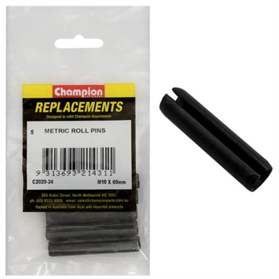 Champion 10.0 x 60mm Metric Roll Pin -5pk